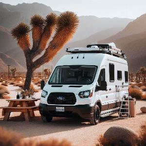 Ford Transit camper van, van life in Joshua Tree at sunset (25)